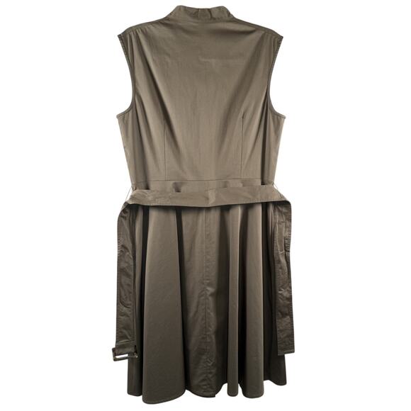 Ann Taylor mandarin Collor leeveless Utility Belted Dress Khaki Green 10 88-62 - Picture 13 of 16